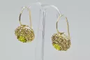 Or jaune 8 carats 333 Yellow Peridot des boucles d'oreilles vec002x-yp Russe Soviétique URSS Artisanat vintage Art Deco style